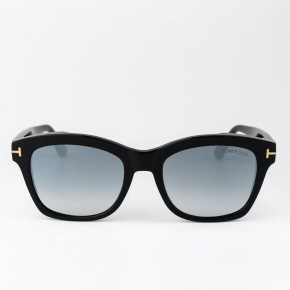 Tom Ford Women Sunglasses Black Gradient Smoke Silver Square LAUREN FT0614/S 01C - Picture 1 of 9